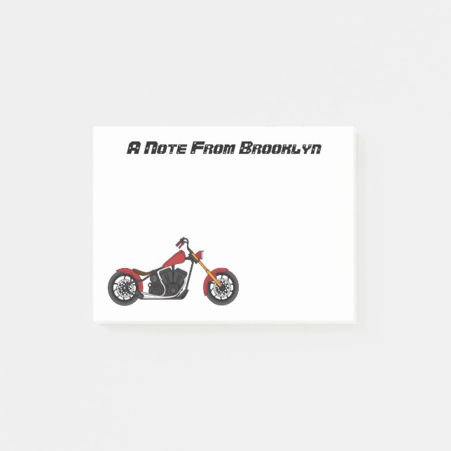 Chopper style motorcycle illustration post-it notes (Front)