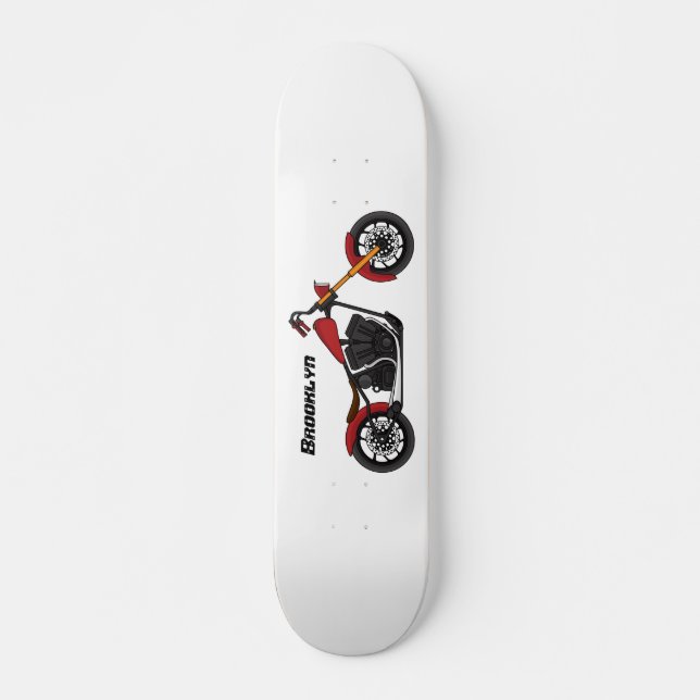Chopper style motorcycle illustration skateboard (Front)