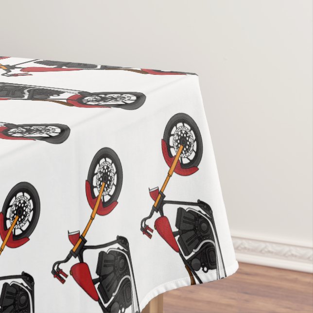 Chopper style motorcycle illustration tablecloth (In Situ)