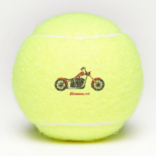 Chopper style motorcycle illustration tennis balls