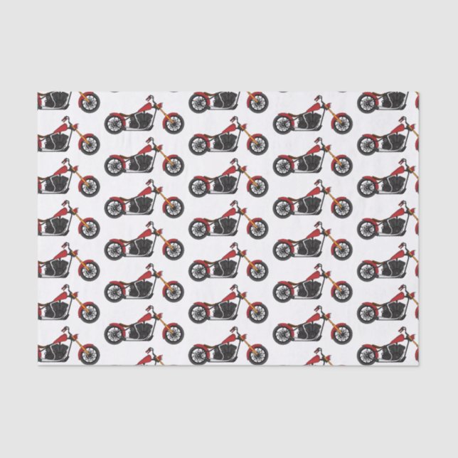 Chopper style motorcycle illustration tissue paper (Front)