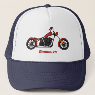 Chopper style motorcycle illustration trucker hat