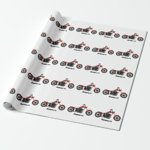 Chopper style motorcycle illustration wrapping paper