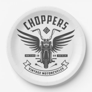 Choppers Vintage Motorcycles Paper Plate