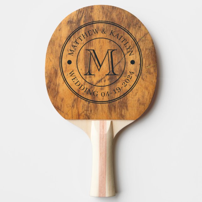 Chopping Block Wedding Monogram Ping Pong Paddle (Front)