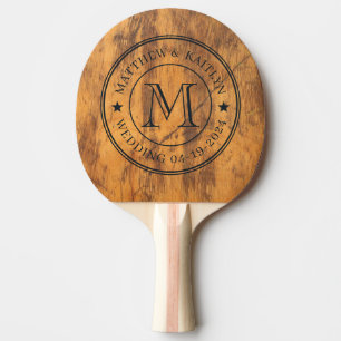 Chopping Block Wedding Monogram Star Ping Pong Paddle