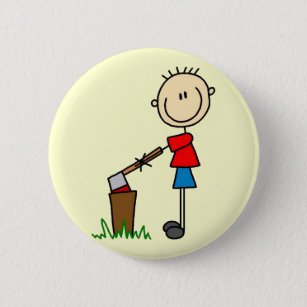 Chopping Wood Stick Figure Tshirts and Gifts 6 Cm Round Badge
