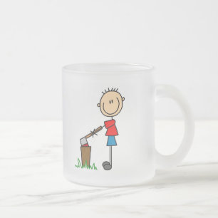 Chopping Wood Stick Figure Tshirts and Gifts Frosted Glass Coffee Mug