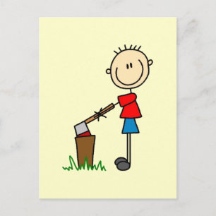 Chopping Wood Stick Figure Tshirts and Gifts Postcard