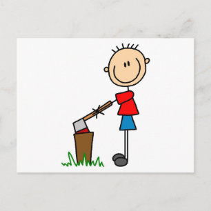 Chopping Wood Stick Figure Tshirts and Gifts Postcard
