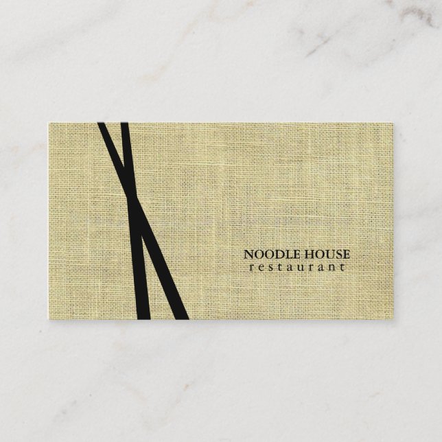 Chopsticks Burlap Texture Business Card (Front)