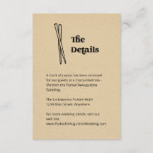Chopsticks Wedding Information Details Enclosure