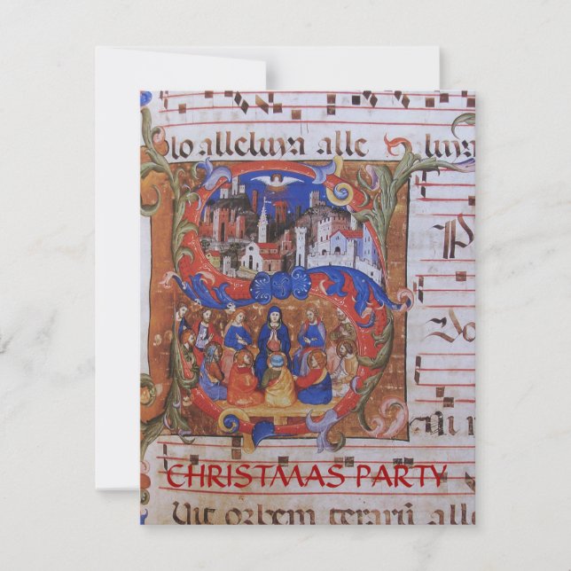 CHORAL MUSIC CHRISTMAS PARCHMENT WITH SAINTS INVITATION (Front)