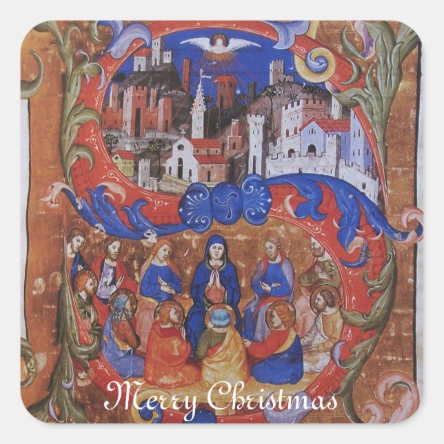 CHORAL MUSIC CHRISTMAS PARCHMENT WITH SAINTS SQUARE STICKER (Front)