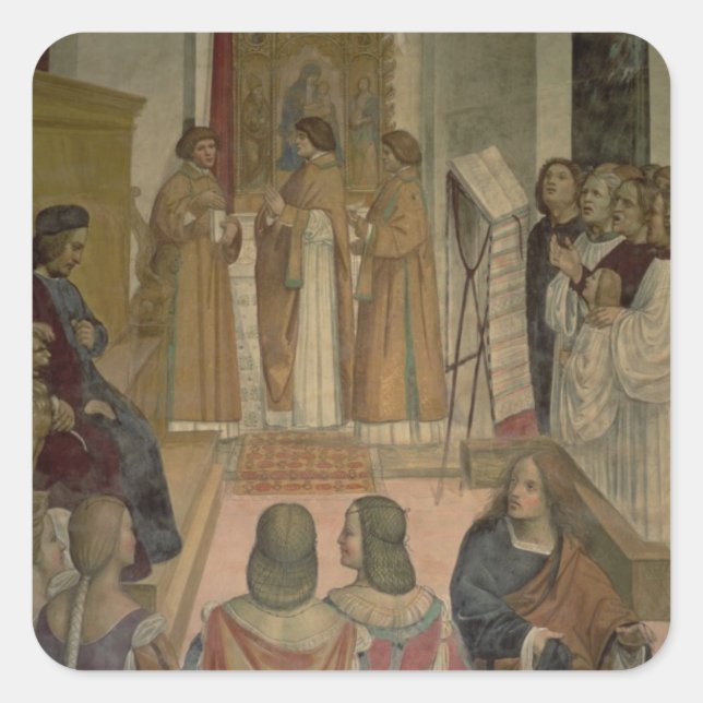 Choral Scene, from the Life of St. Benedict (fresc Square Sticker (Front)