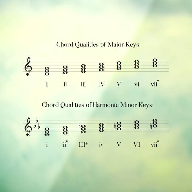 Chord Quality Music Theory Learning Chart Window Cling (Sheet 3)
