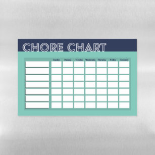 Chore Chart (Blue) Magnetic Dry Erase Sheet