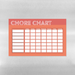Chore Chart (Coral) Magnetic Dry Erase Sheet