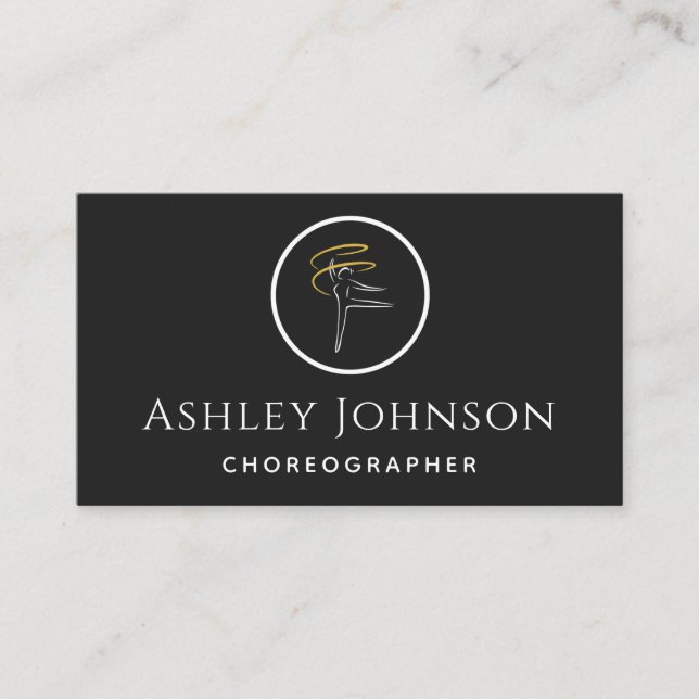 Choreographer Dancer Icon Gymnastics Black & White Business Card (Front)