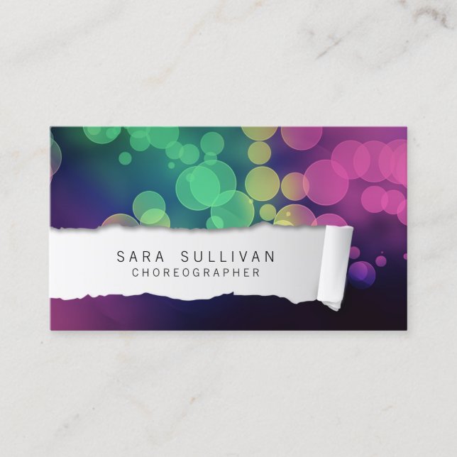 Choreographer Dancer Talent Colourful Ripped Paper Business Card (Front)