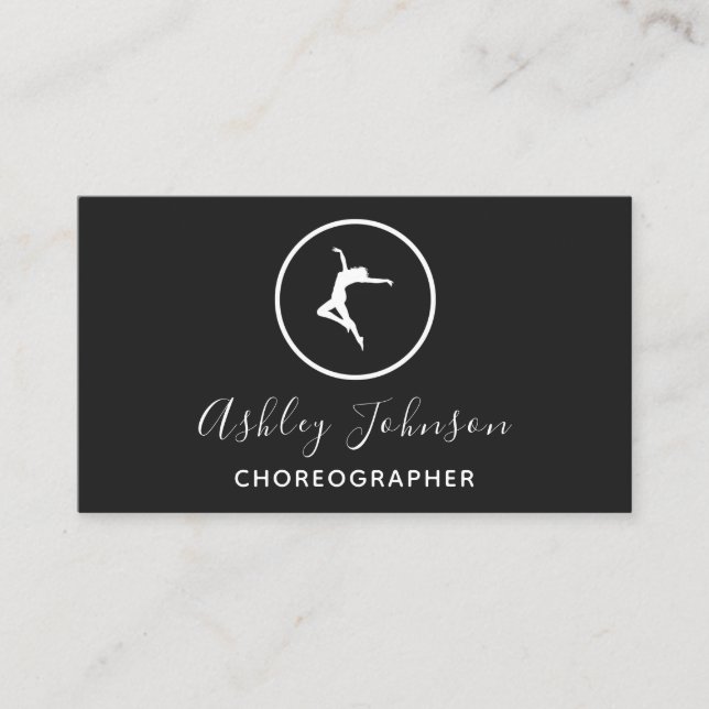 Choreographer Modern Dance Teacher Black & White Business Card (Front)