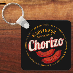 Chorizo Retro Sausage Vintage BBQ Gourmet Barbecue Key Ring