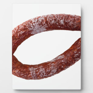 Chorizo sausage isolated as Cut Plaque