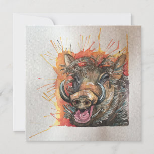 Chortling Warthog postcard style Notecard