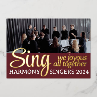Chorus Choir Merry Christmas Singer Music Photo Foil Holiday Card