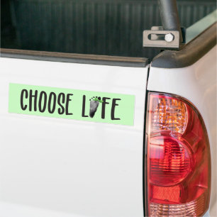 Chose Life Baby Footprint with Bow   Bumper Sticker