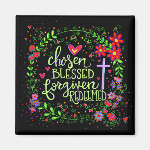 Chosen Blessed Pretty Easter Cross Flowers Magnet