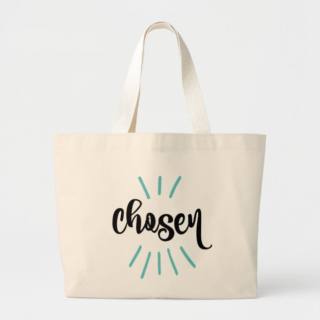 Chosen Blue Infant Kids Adoption Day Large Tote Bag (Front)