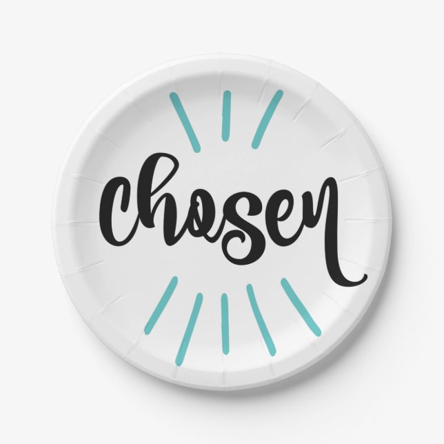 Chosen Blue Infant Kids Adoption Day Paper Plate (Front)