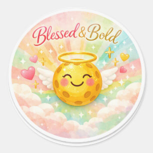 “Chosen & Courageous – Pastel Pickleball Faith Sti Classic Round Sticker
