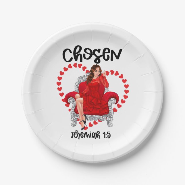 Chosen Jeremiah 1:5 Valentine Galentines Day God Paper Plate (Front)