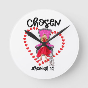 Chosen Jeremiah 1:5 Valentine Galentines Day God Round Clock