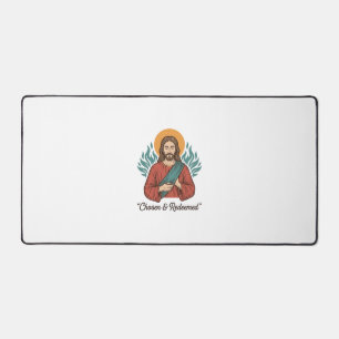 Chosen & Redeemed Christian Vintage Jesus T-Shirt Desk Mat