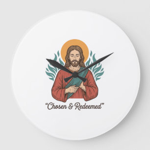 Chosen & Redeemed Christian Vintage Jesus T-Shirt Large Clock