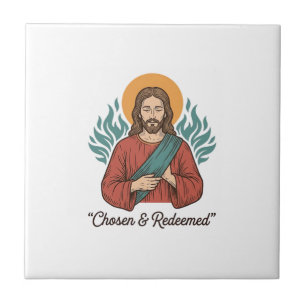 Chosen & Redeemed Christian Vintage Jesus T-Shirt Tile