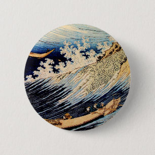 Choshi in the Simosa province by Katsushika Hokusa 6 Cm Round Badge