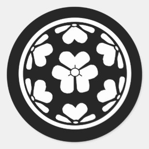 Chosokabe Mon Japanese Samurai Clan Classic Round Sticker