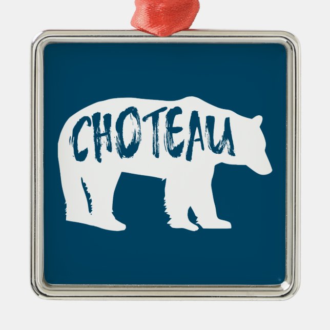 Choteau Montana Bear Metal Tree Decoration (Front)