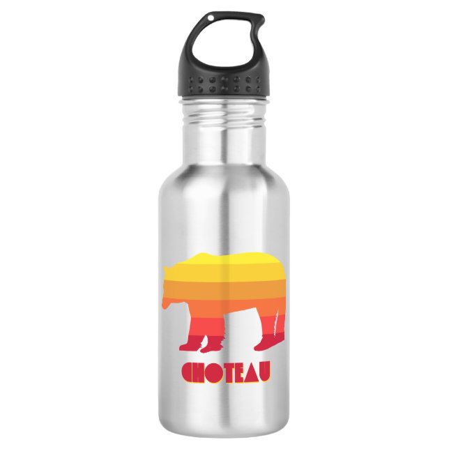 Choteau Montana Rainbow Bear 532 Ml Water Bottle (Front)