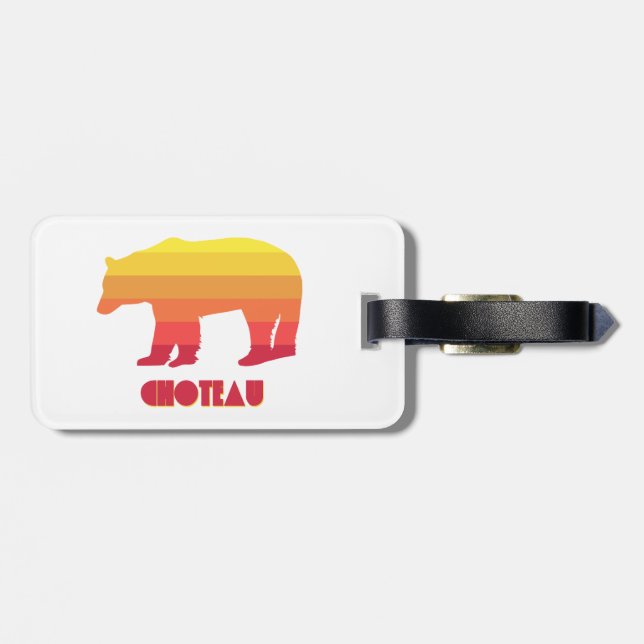 Choteau Montana Rainbow Bear Luggage Tag (Back Horizontal)