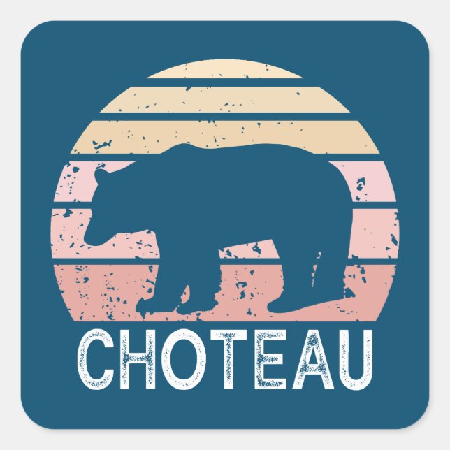 Choteau Montana Retro Bear Square Sticker (Front)
