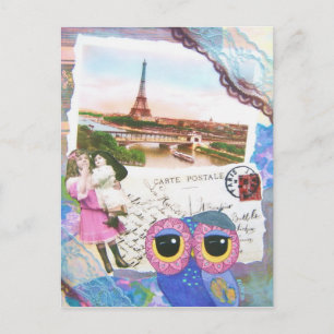 Chouette Owl Goes To Paris Postcard
