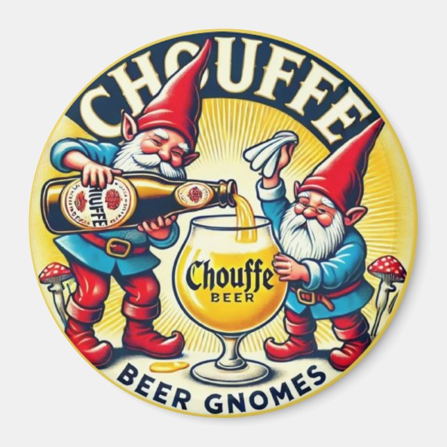 Chouffe Beer Gnomes Theme Design Magnet (Front)