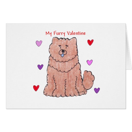 Chow Chjow Red Furry Valentine Card