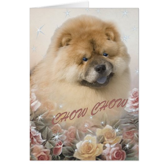CHOW CHOW among roses cards