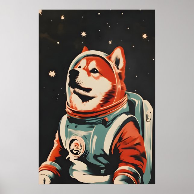 Chow Chow Astronaut Poster, Chow Chow Retro Print (Front)